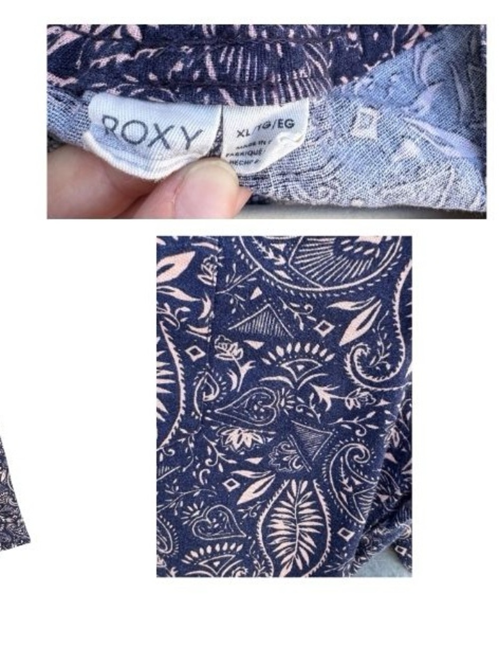 2 for 1 Roxy Navy and Light Pink Paisley and Gray/White Women’s Oceanside pants